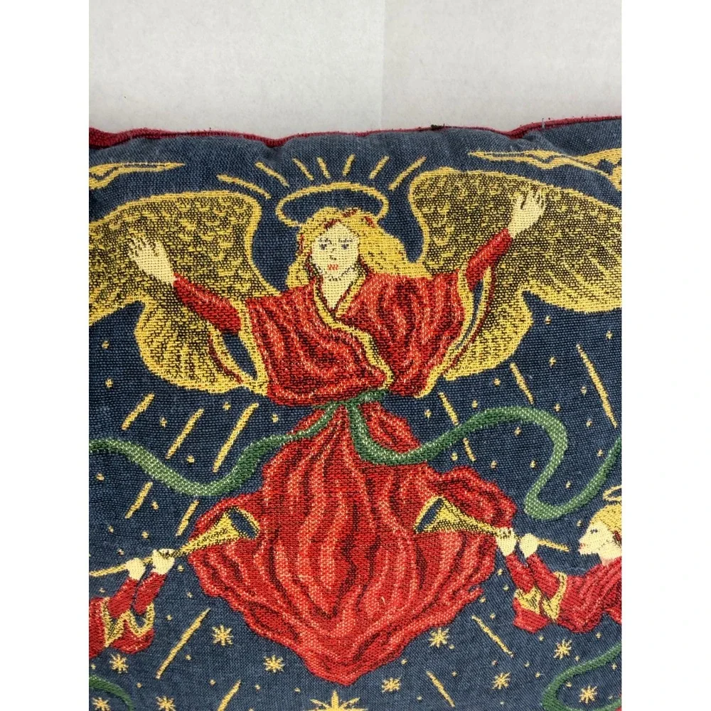 Vintage Angel Tapestry Throw Pillows‎ Set of 2 Christmas Decor Burgundy Navy
